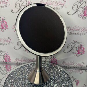 Simple human mirror magnified light up makeup skincare hair mirror folds